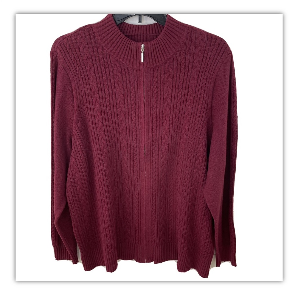 Karen Scott Zip Up Cable Knit Cardigan Sweater 3X